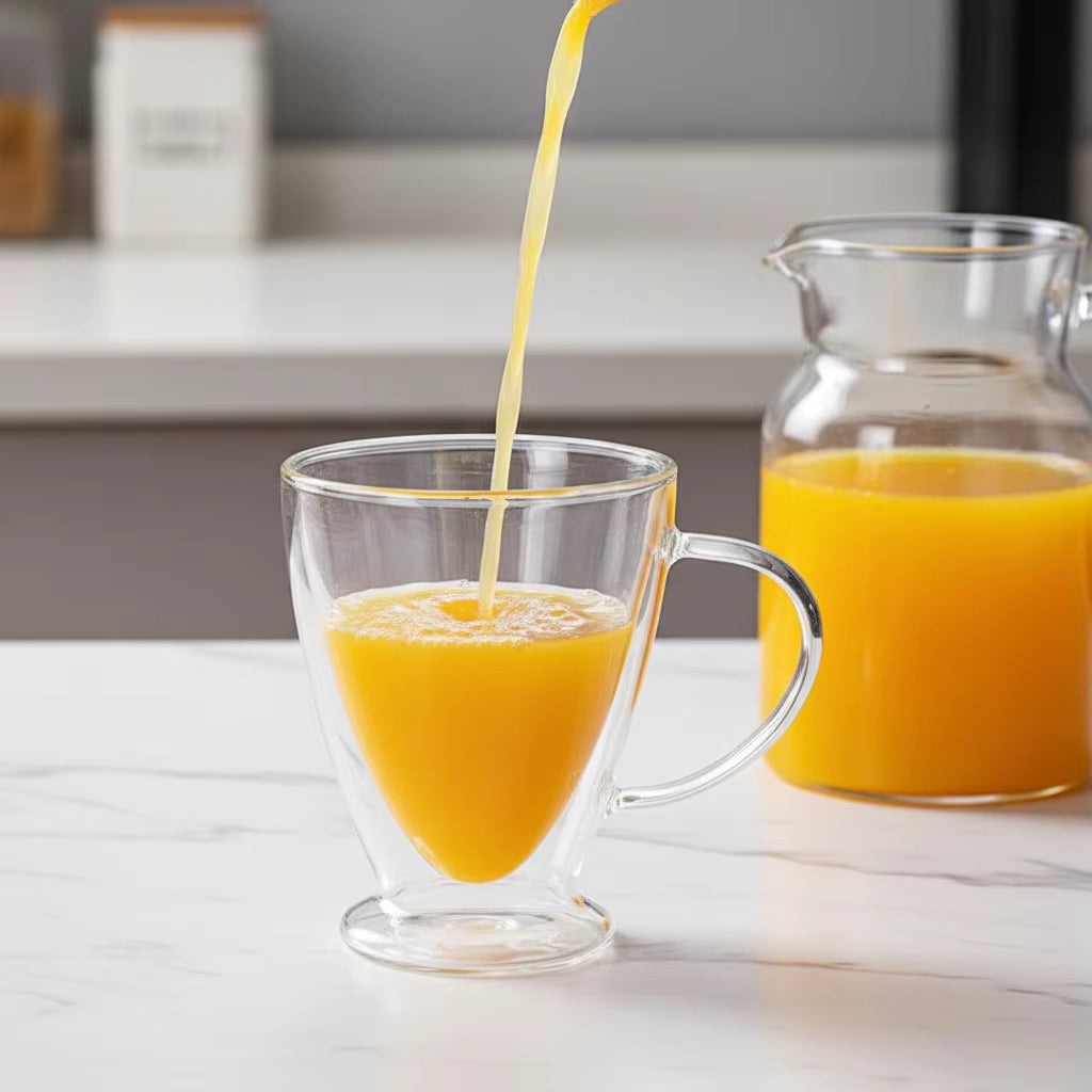 8Oz/14Oz Sustainable Microwave Safe Transparent Double Wall Glass Cup Heat Insulation High Borosilicate Glass Espresso Tea Latte