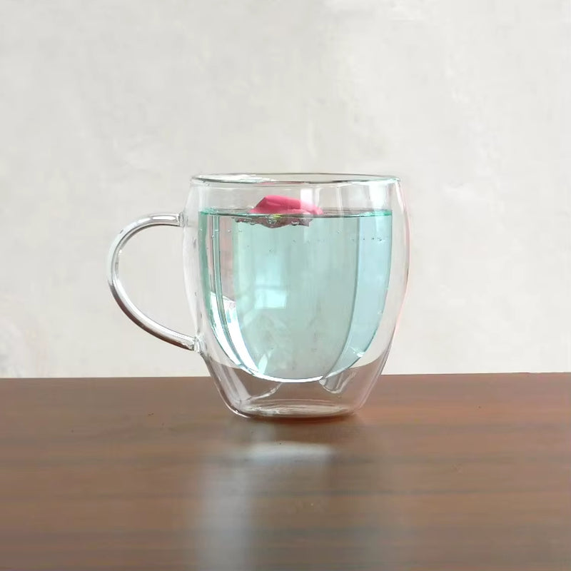 250 350 450Ml Borosilicate Double Wall Glass Coffee Mug with Handle Glass Cup for Beer Juice Water Wine Drinking