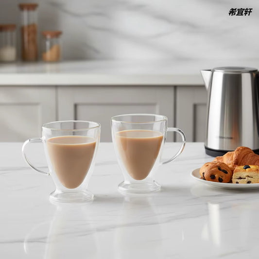 8Oz/14Oz Sustainable Microwave Safe Transparent Double Wall Glass Cup Heat Insulation High Borosilicate Glass Espresso Tea Latte